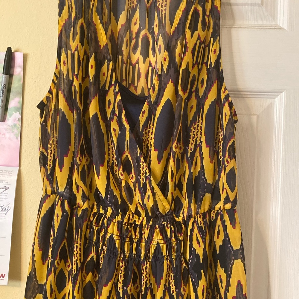 Princess verifying black and yellow dress